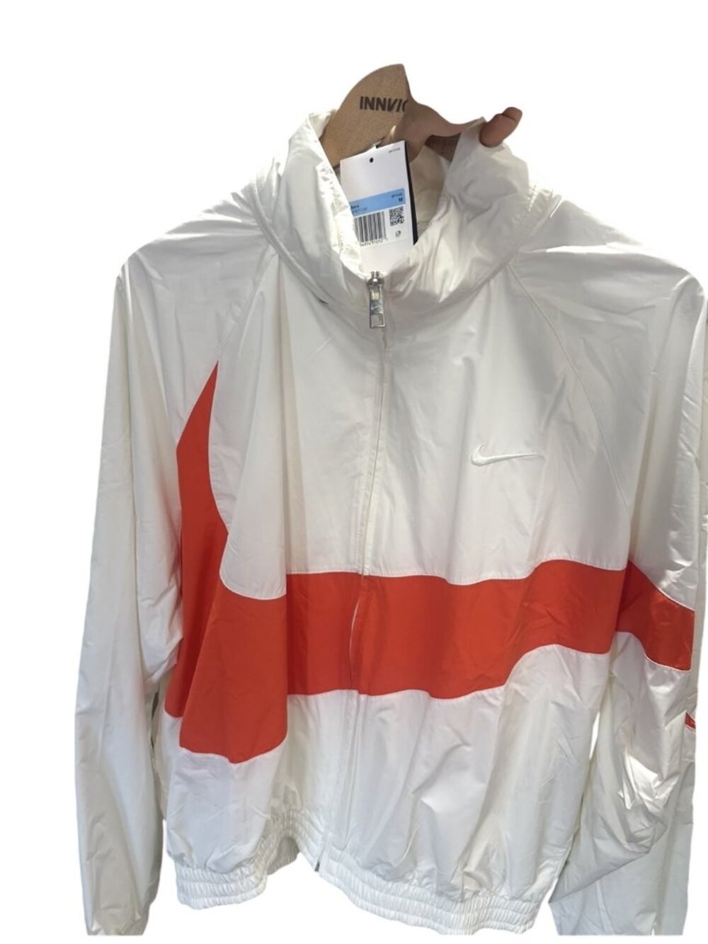 Nike Size Medium (M) White and Orange Windbreaker Jacket